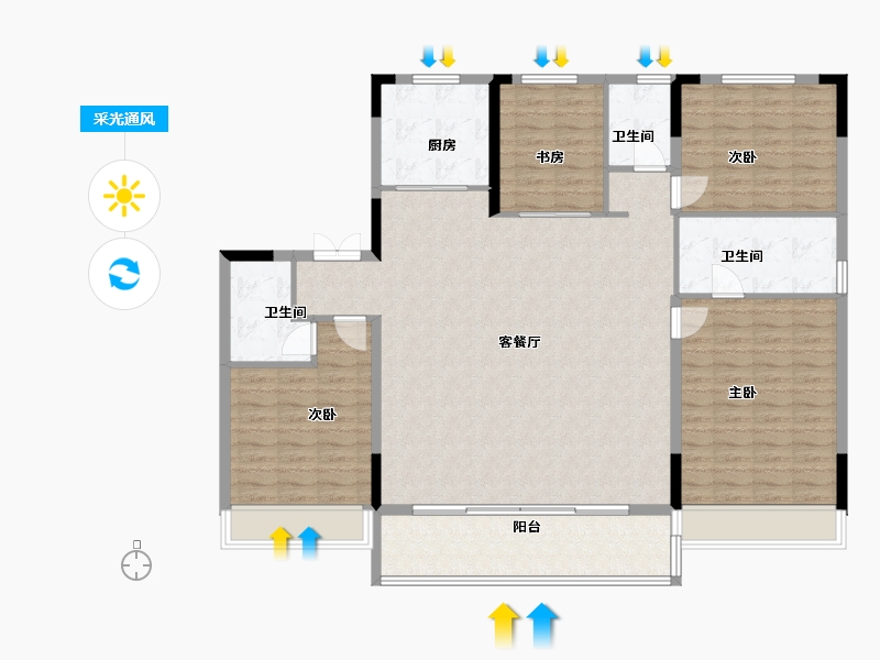 陕西省-咸阳市-碧桂园秦都府-143.00-户型库-采光通风