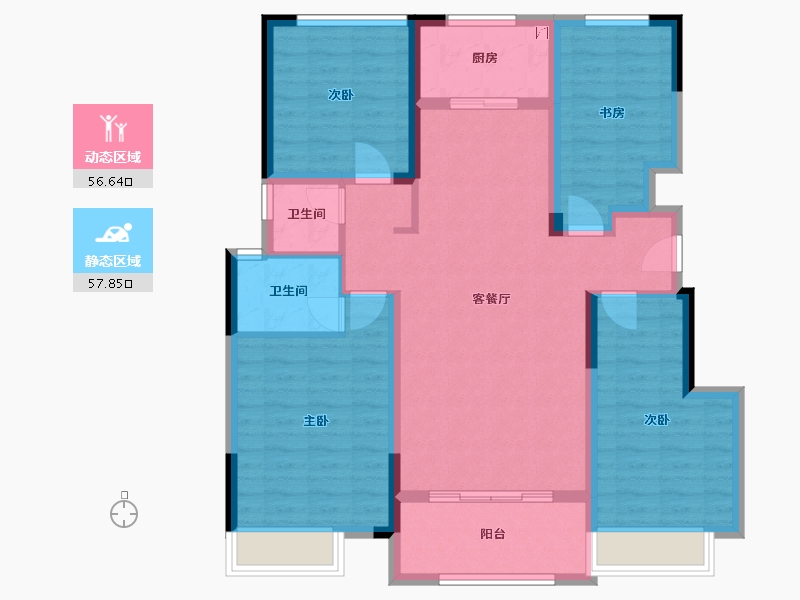 安徽省-滁州市-全椒金大地时代公馆-104.30-户型库-动静分区