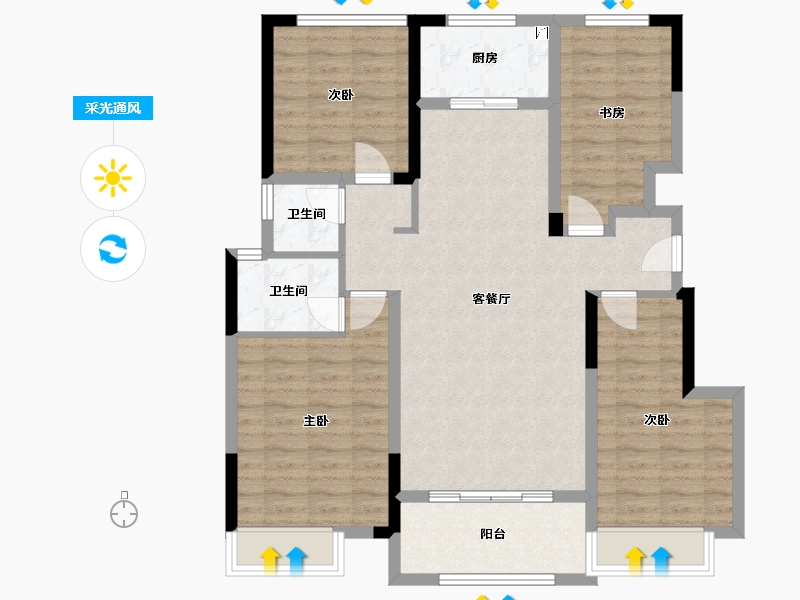 安徽省-滁州市-全椒金大地时代公馆-104.30-户型库-采光通风