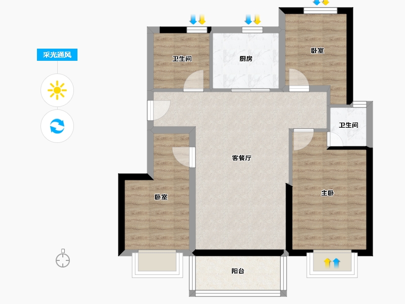 江苏省-盐城市-保利 紫荆公馆-130.00-户型库-采光通风