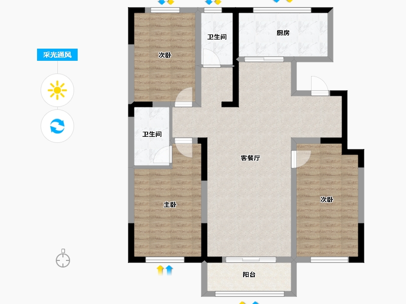 山东省-德州市-香榭丽小镇北区-111.00-户型库-采光通风