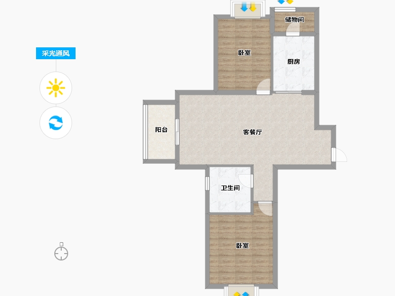 上海-上海市-瑞虹新城天悦郡庭-85.00-户型库-采光通风