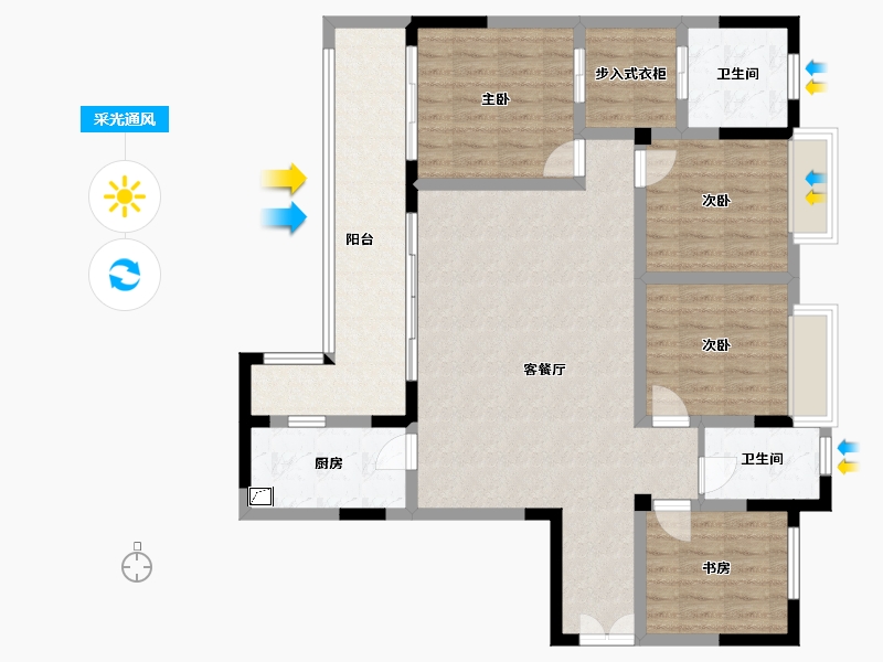 四川省-雅安市-蜀天君临-131.00-户型库-采光通风