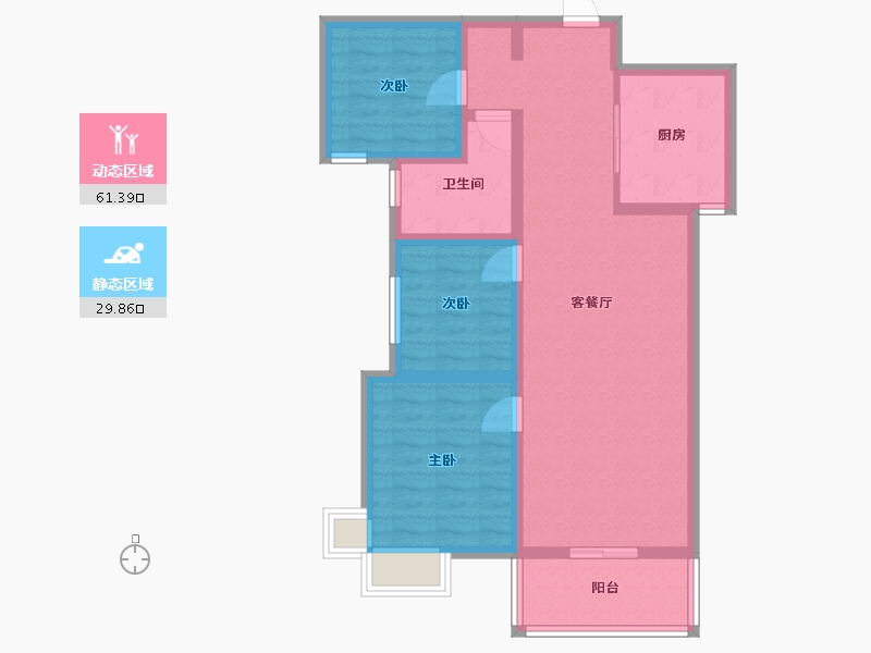 陕西省-渭南市-白杨小区-89.85-户型库-动静分区