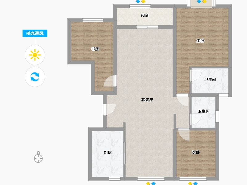 天津-天津市-雅居乐·御宾府·雅玥-100.00-户型库-采光通风