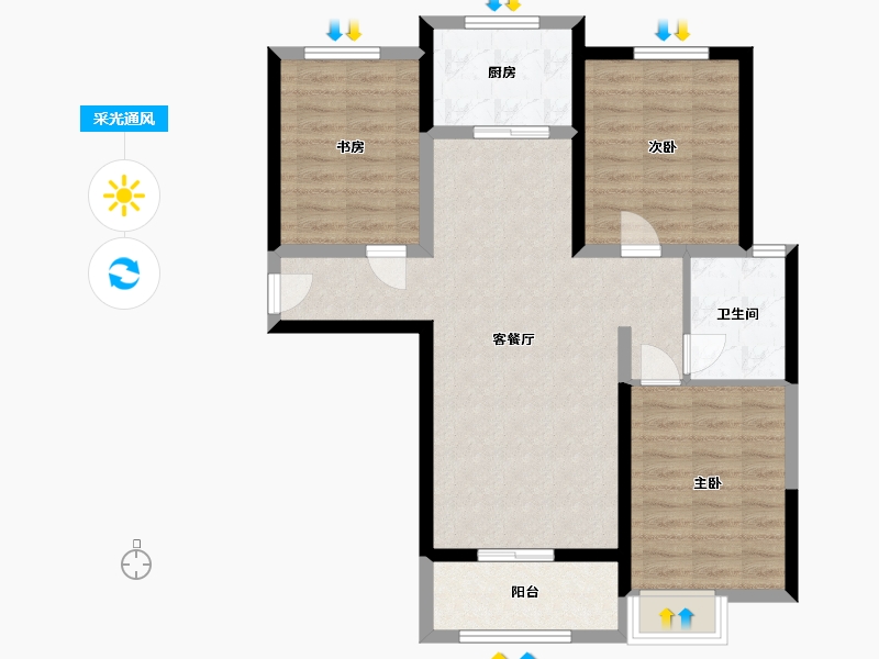 河北省-石家庄市-维多利亚四期-90.00-户型库-采光通风