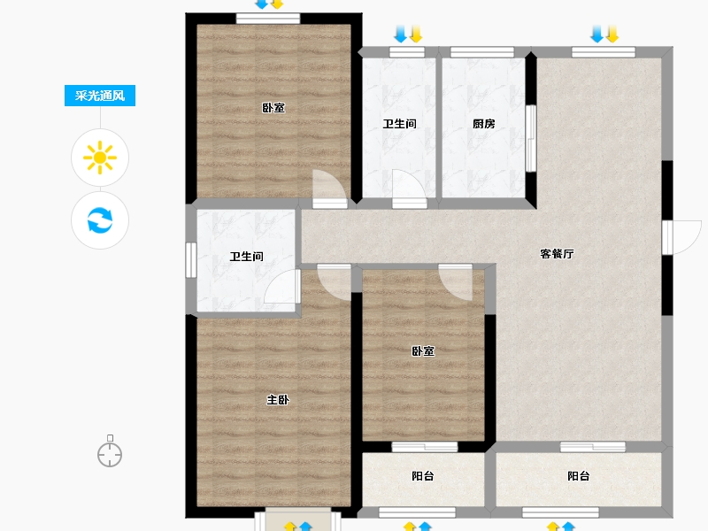 山东省-德州市-嘉诚东郡-A区-105.00-户型库-采光通风