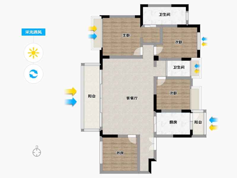 四川省-雅安市-蜀天君临-148.00-户型库-采光通风