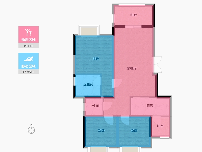 重庆-重庆市-香港置地云山岳-82.00-户型库-动静分区