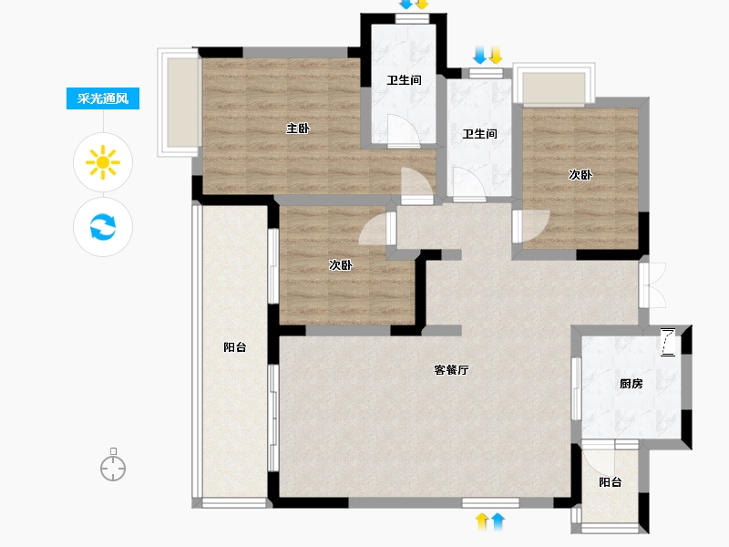 四川省-雅安市-蜀天君临-121.00-户型库-采光通风