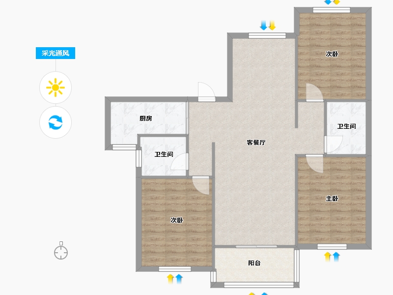 浙江省-嘉兴市-大运府邸-120.00-户型库-采光通风