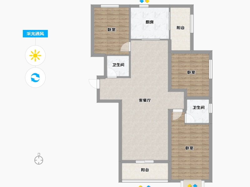 河北省-保定市-悦澜湾-103.00-户型库-采光通风