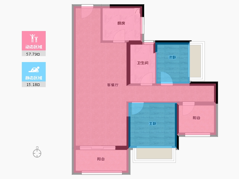 广东省-惠州市-康桥悦蓉园-64.00-户型库-动静分区