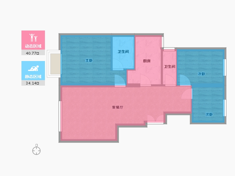 北京-北京市-燕西华府-75.00-户型库-动静分区