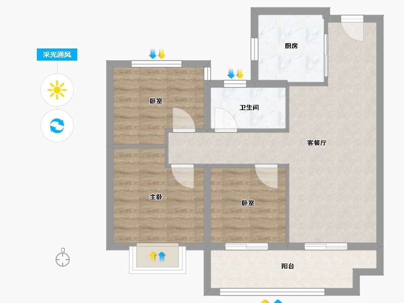 安徽省-合肥市-保利紫云-67.48-户型库-采光通风