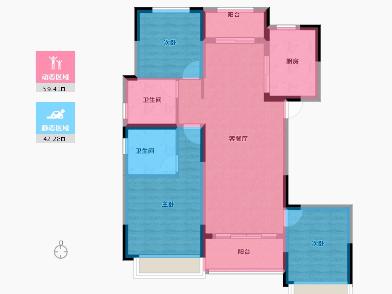 湖南省-长沙市-建发玖洲和玺-90.86-户型库-动静分区