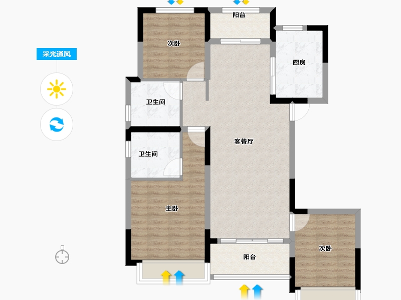 湖南省-长沙市-建发玖洲和玺-90.86-户型库-采光通风