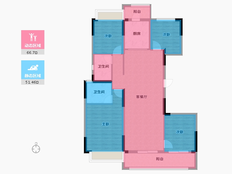 湖南省-长沙市-建发玖洲和玺-106.05-户型库-动静分区