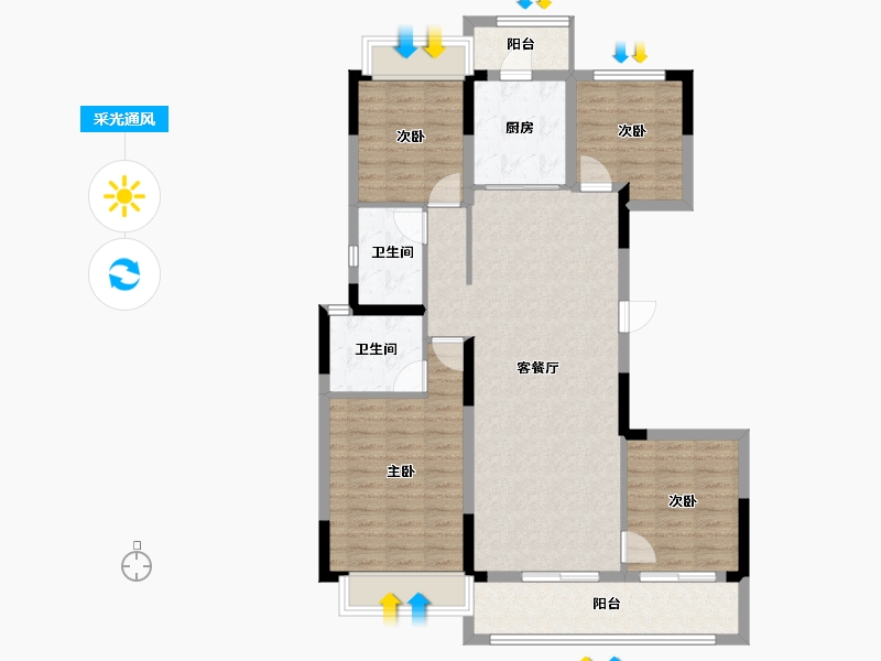 湖南省-长沙市-建发玖洲和玺-106.05-户型库-采光通风