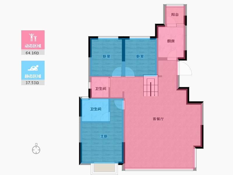 四川省-成都市-华润置地时代嘉玺-91.86-户型库-动静分区