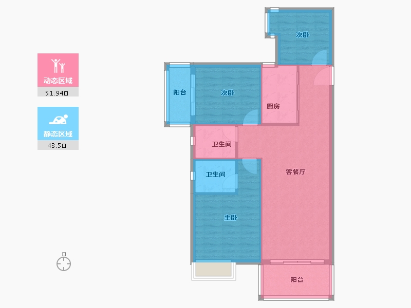 广西壮族自治区-桂林市-南溪公园学府-87.00-户型库-动静分区