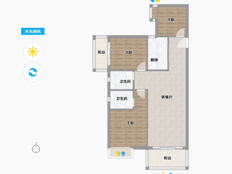 广西壮族自治区-桂林市-南溪公园学府-87.00-户型库-采光通风