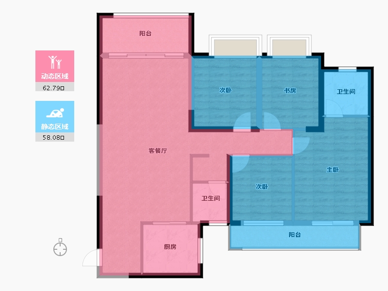 湖南省-长沙市-国欣向荣府-108.87-户型库-动静分区