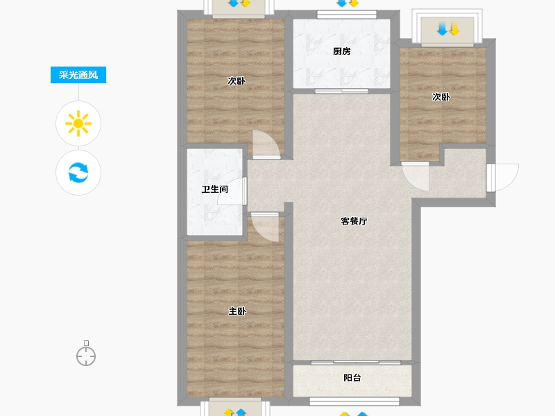 河北省-保定市-鹏渤印象城-88.00-户型库-采光通风