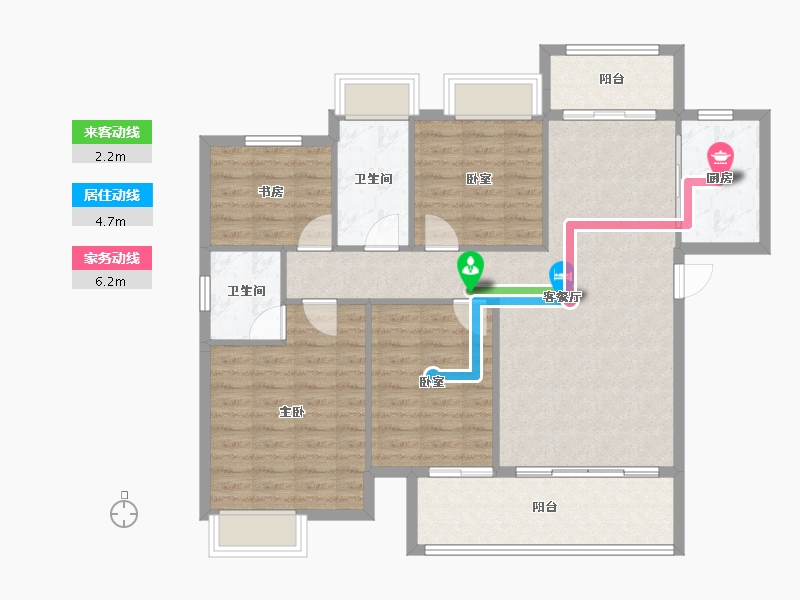 湖南省-永州市-步步高·道州新天地-105.61-户型库-动静线