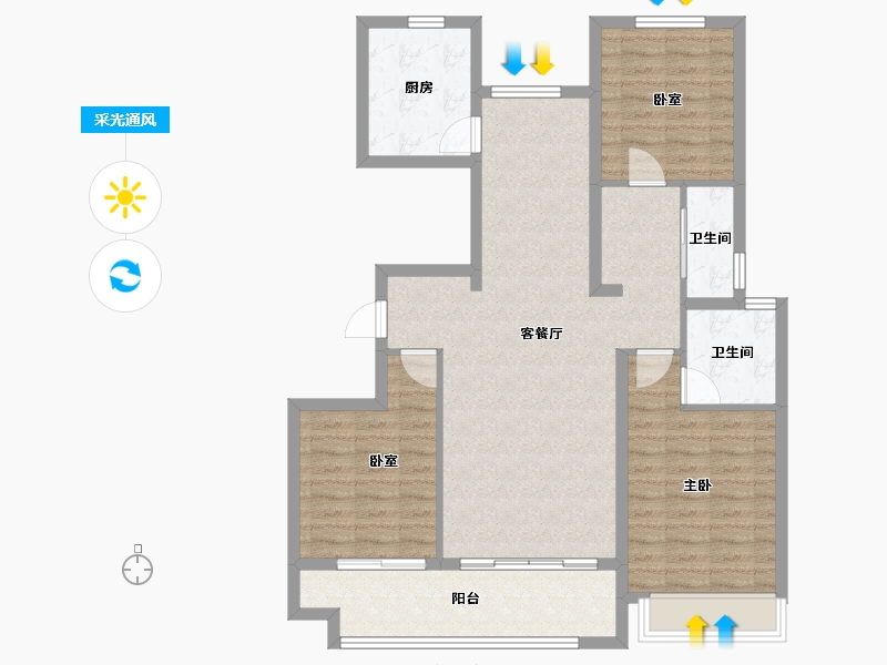 山东省-菏泽市-佳和桃李春风-101.00-户型库-采光通风