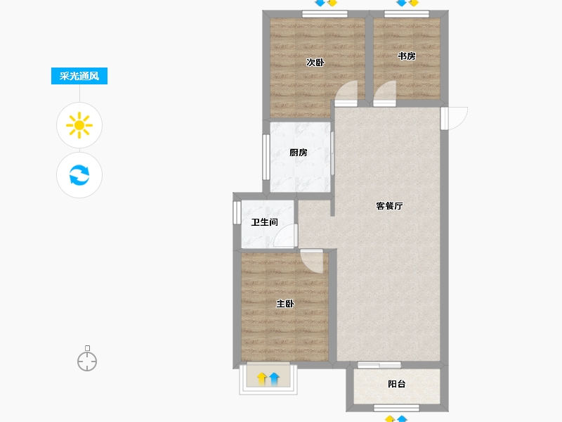 浙江省-舟山市-都会之光-69.00-户型库-采光通风