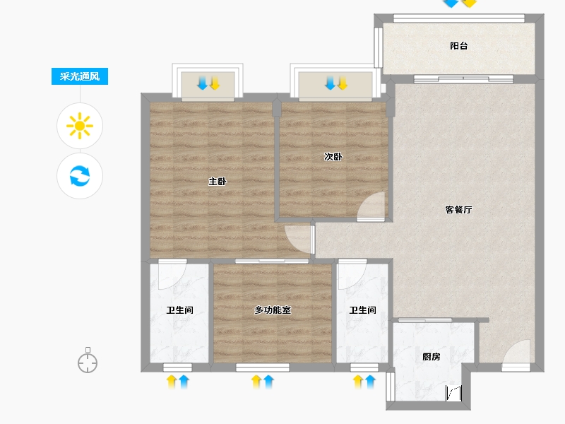 广东省-珠海市-紫荆豪庭-90.00-户型库-采光通风