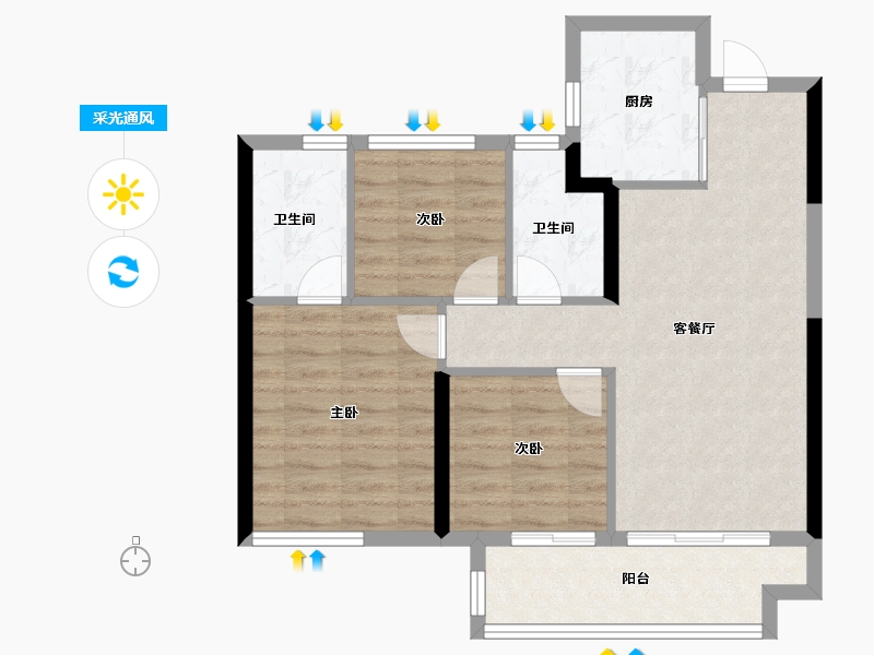 福建省-福州市-保利阅江台-71.20-户型库-采光通风