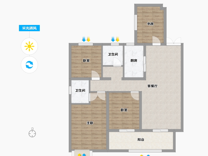 山东省-临沂市-君悦华府-107.00-户型库-采光通风