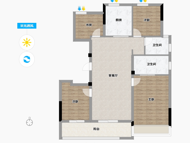 浙江省-湖州市-绿城春月锦庐-102.39-户型库-采光通风