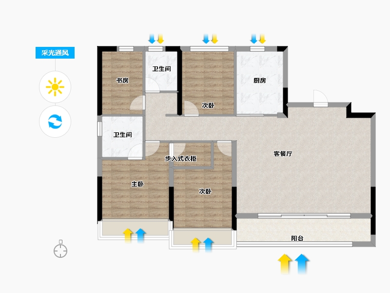 浙江省-湖州市-绿城晓园-111.20-户型库-采光通风