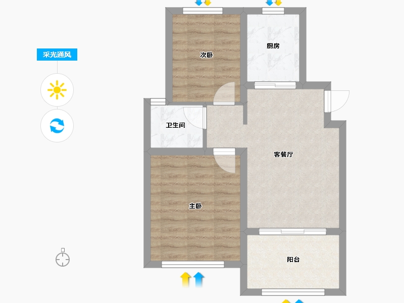 湖北省-恩施土家族苗族自治州-楚天都市半城伴山-54.63-户型库-采光通风