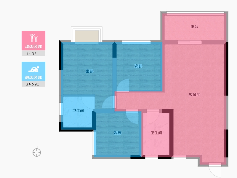 四川省-自贡市-公园锦华-69.58-户型库-动静分区