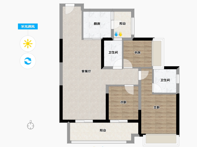 广东省-湛江市-华邦·玥珑湾-87.07-户型库-采光通风