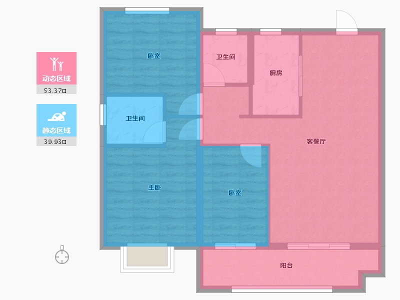 安徽省-合肥市-保利紫云-84.05-户型库-动静分区