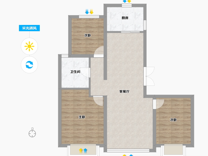 河北省-秦皇岛市-中冶德贤华府-76.55-户型库-采光通风