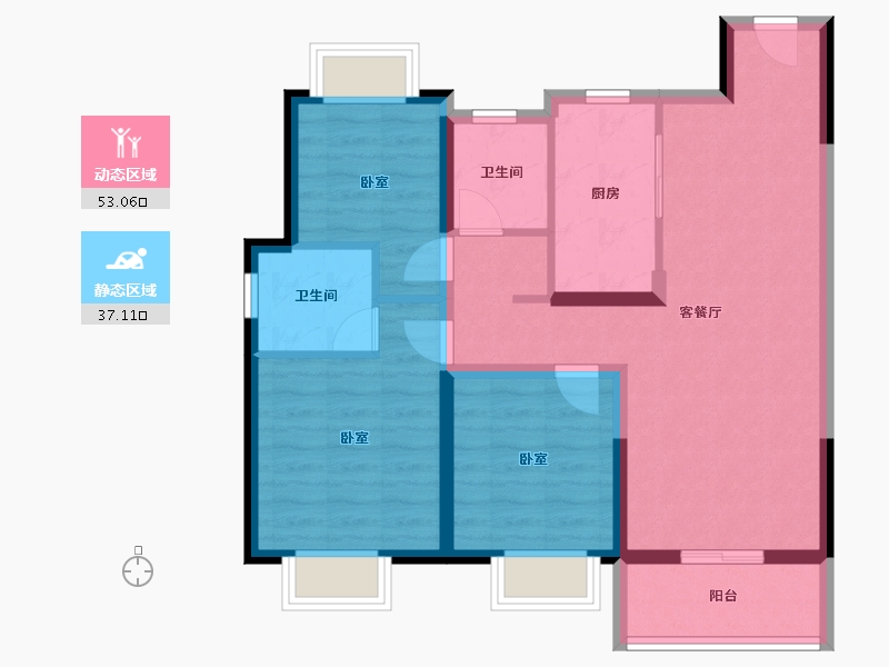 上海-上海市-御桥博翠-80.00-户型库-动静分区