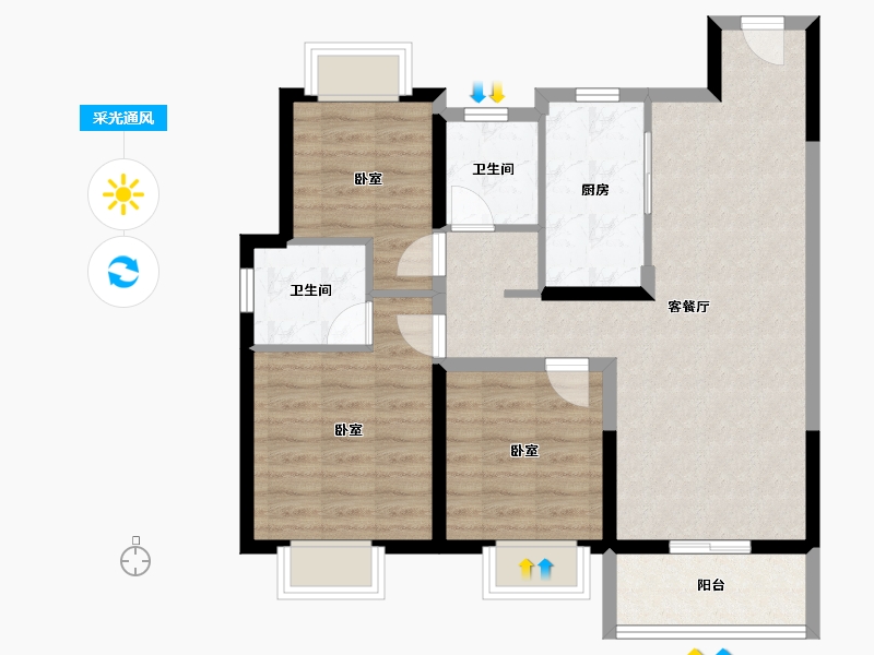 上海-上海市-御桥博翠-80.00-户型库-采光通风