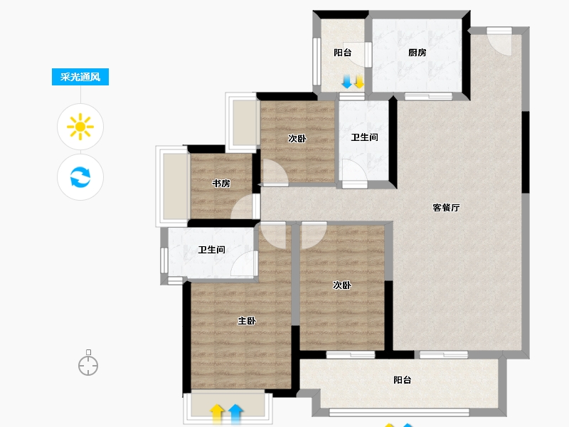 广东省-湛江市-华邦·玥珑湾-100.95-户型库-采光通风