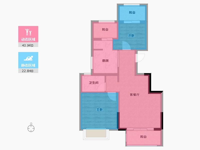 江苏省-苏州市-上坤望湖四季花园-61.00-户型库-动静分区