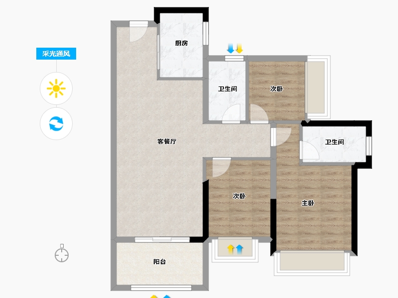 广东省-惠州市-星河臻誉府-81.60-户型库-采光通风