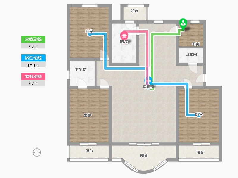 北京-北京市-龙城花园-一期-145.00-户型库-动静线