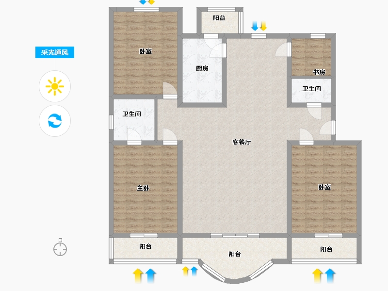 北京-北京市-龙城花园-一期-145.00-户型库-采光通风