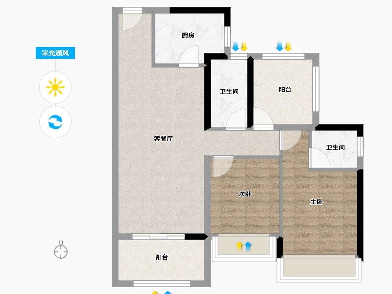 广东省-惠州市-康桥悦蓉园-71.20-户型库-采光通风