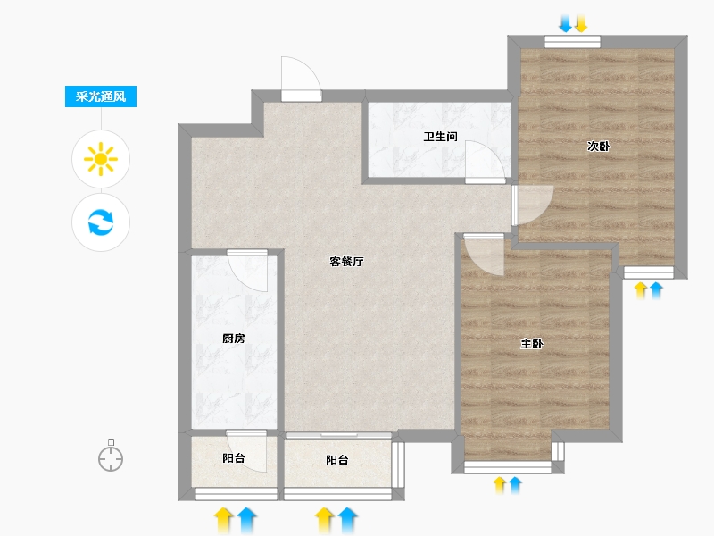 北京-北京市-枣园尚城北区-13号楼-65.00-户型库-采光通风